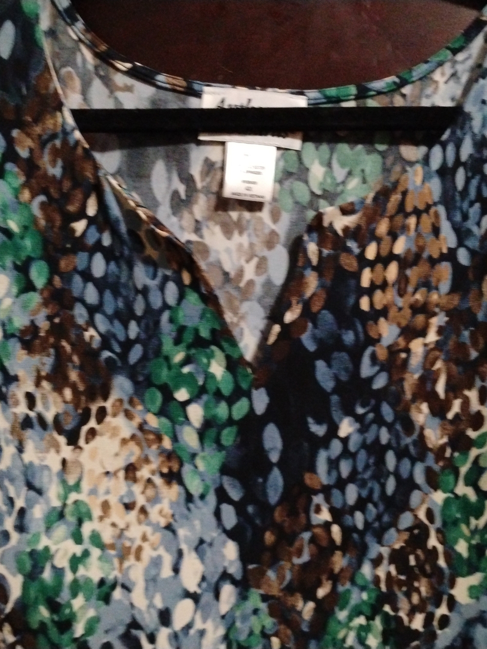 Anthony Richards Multicolor Blue Green Brown Printed Blouse